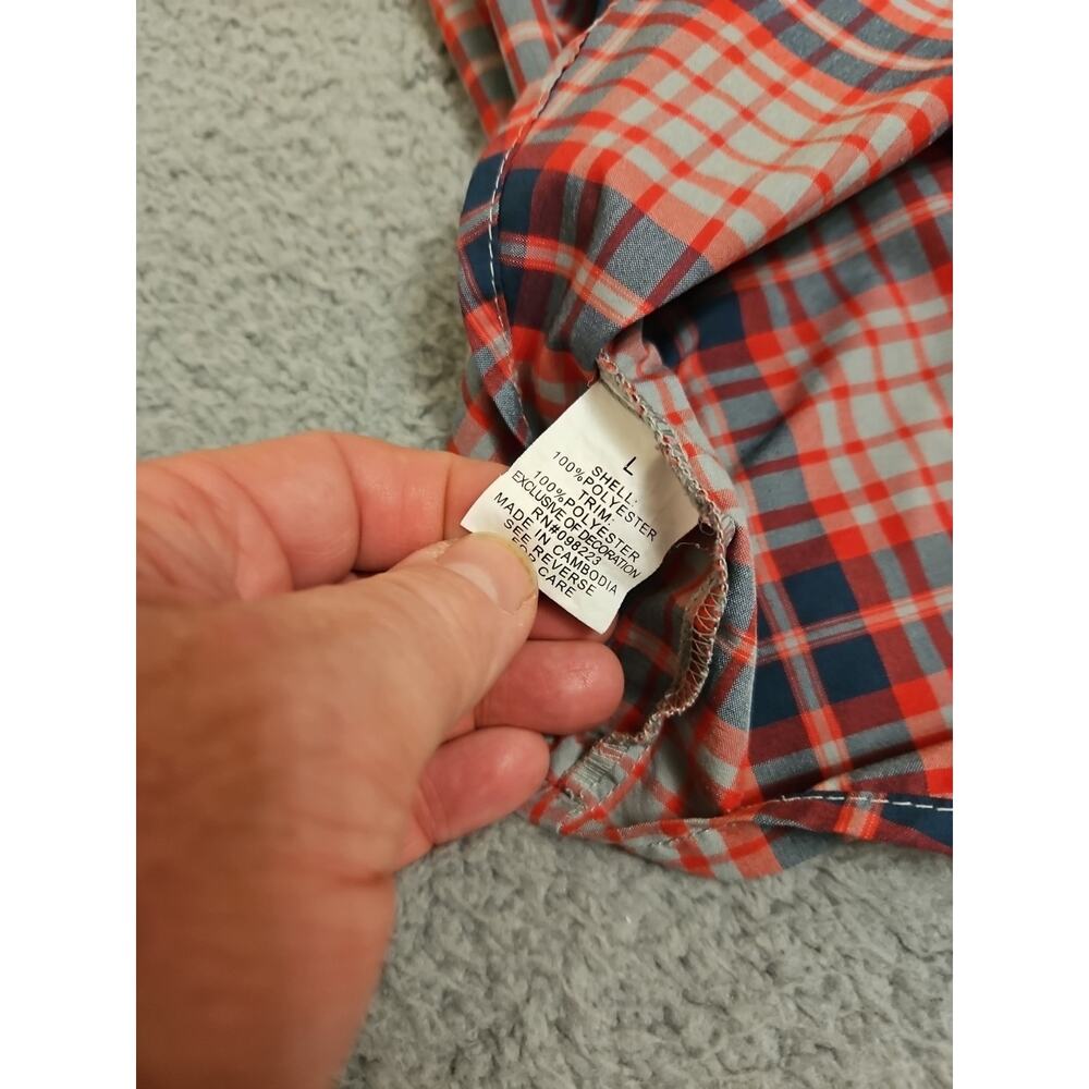Magellan Shirt Mens LARGE Red Plaid Loose Wicking Short Sleeve Vented - Picture 8 of 9